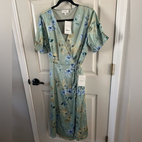 Bohme Floral Wrap Dress NWT Sz Medium Blue & Green - Picture 8 of 16